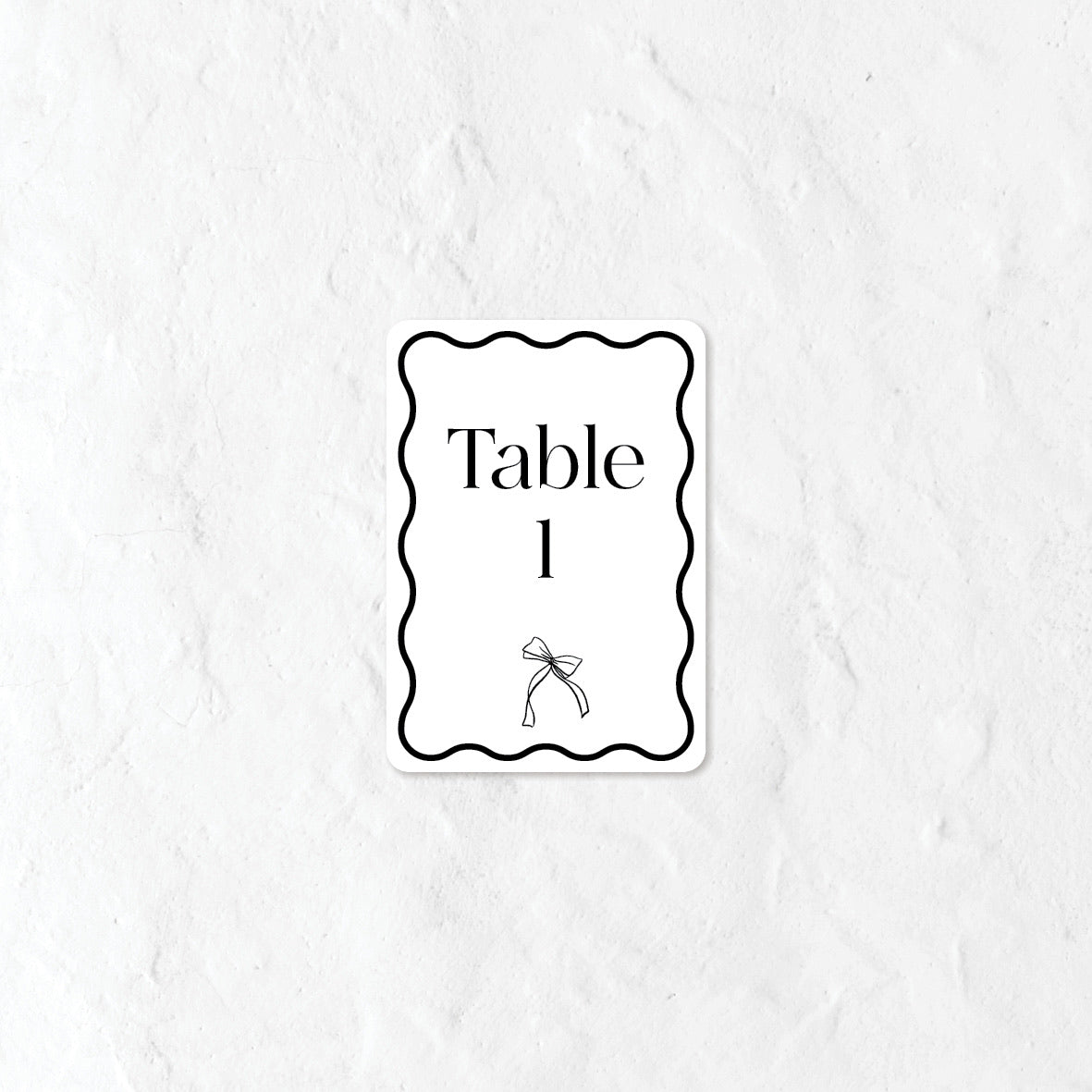 black and white Table number