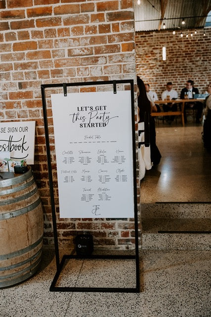 Seating plan sign for jack and Lucy at Lochend Woolshed