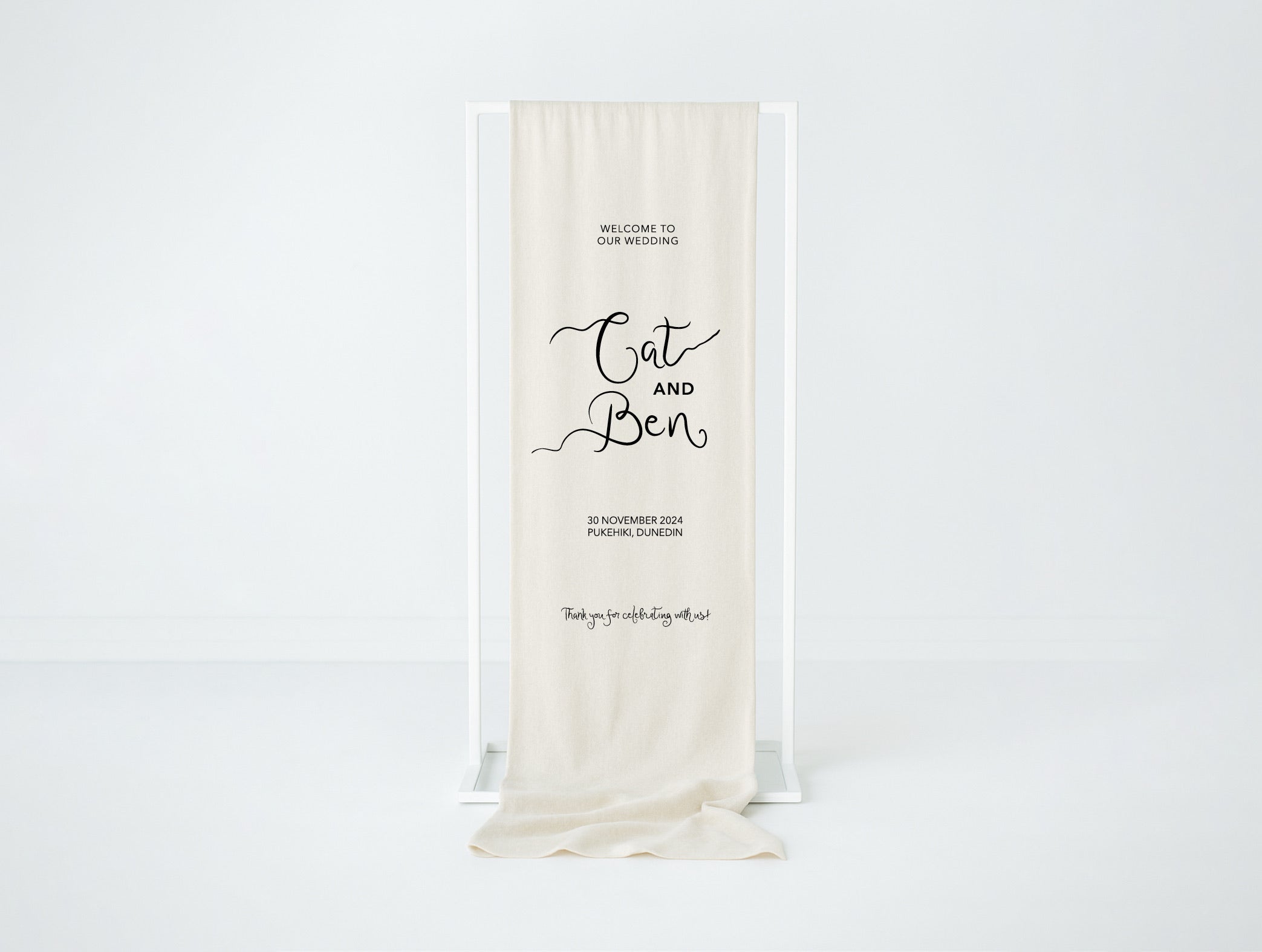 Natural Fabric welcome sign 