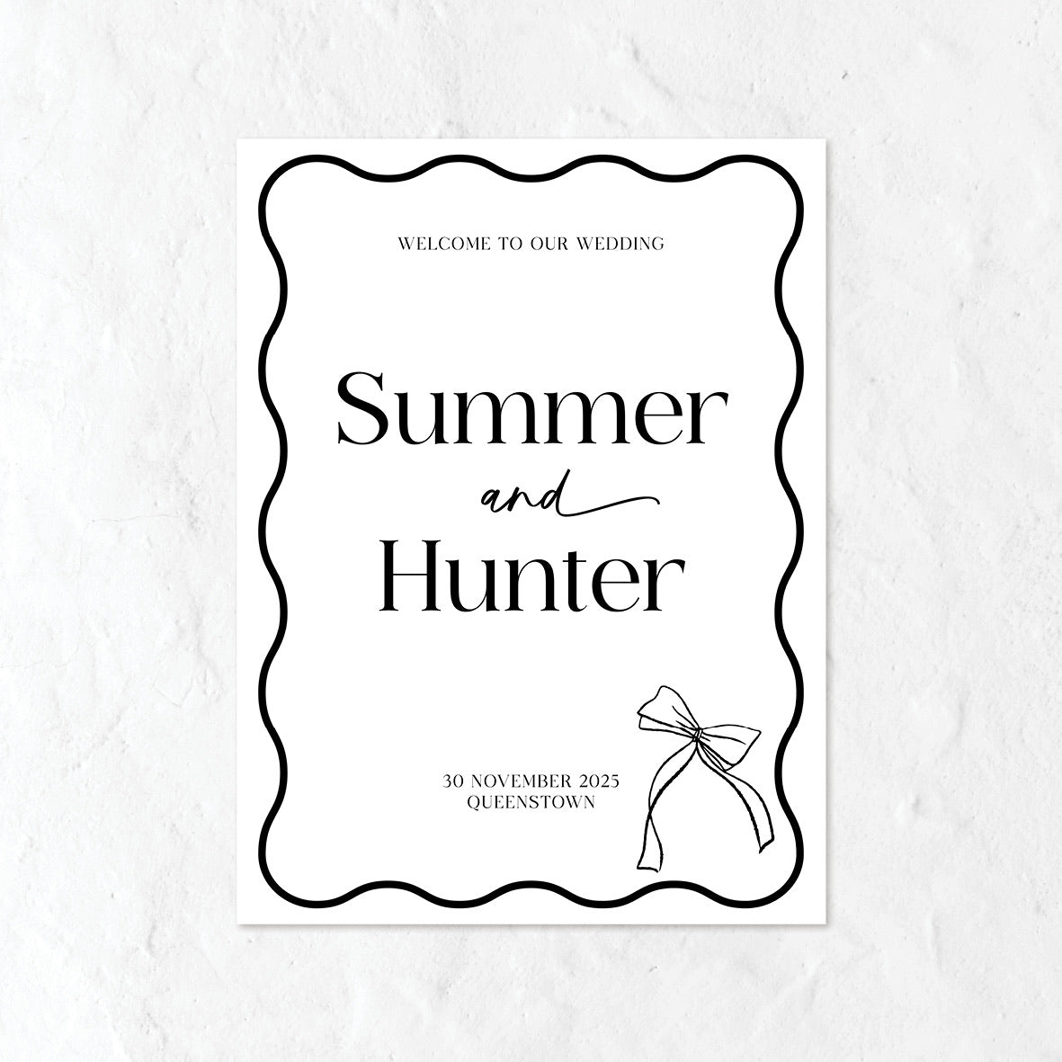 Black and white Wedding welcome sign 