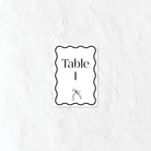 black and white Table number 
