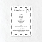 Black and White Bar Menu for refreshments with a list of drink options on a white background