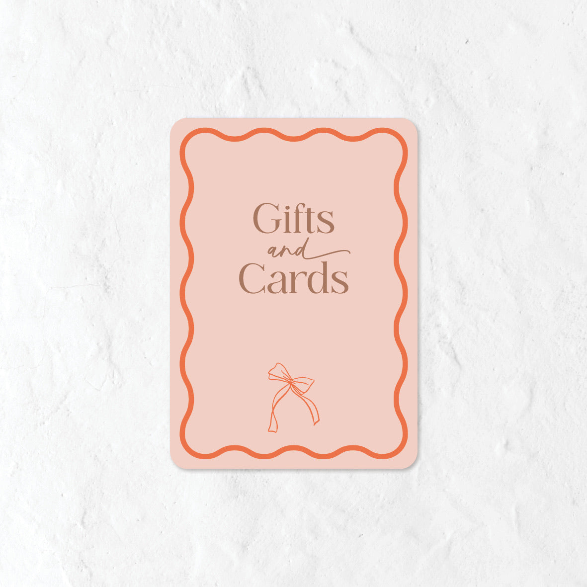 Gifts and Cards sign in a natural orange and pink colour palette