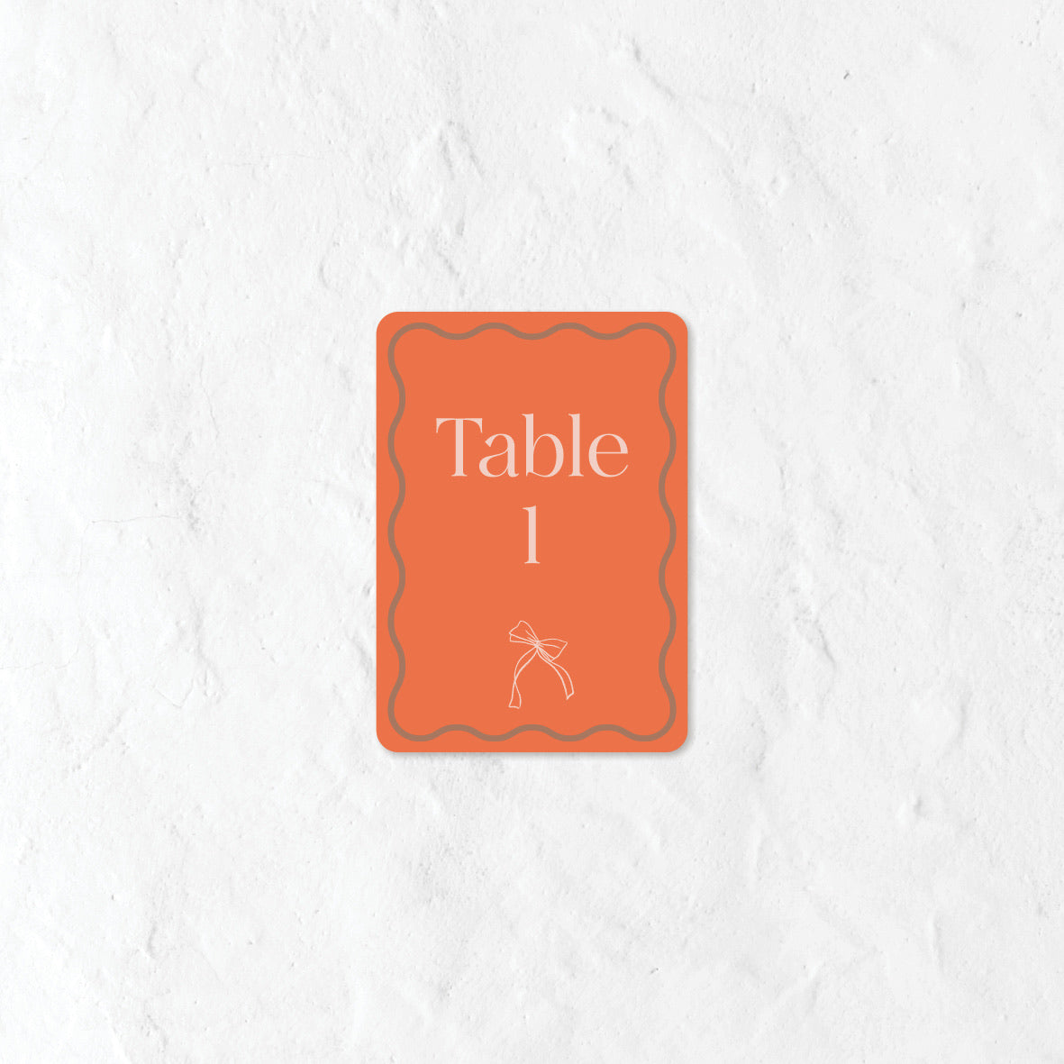 Orange table number sign