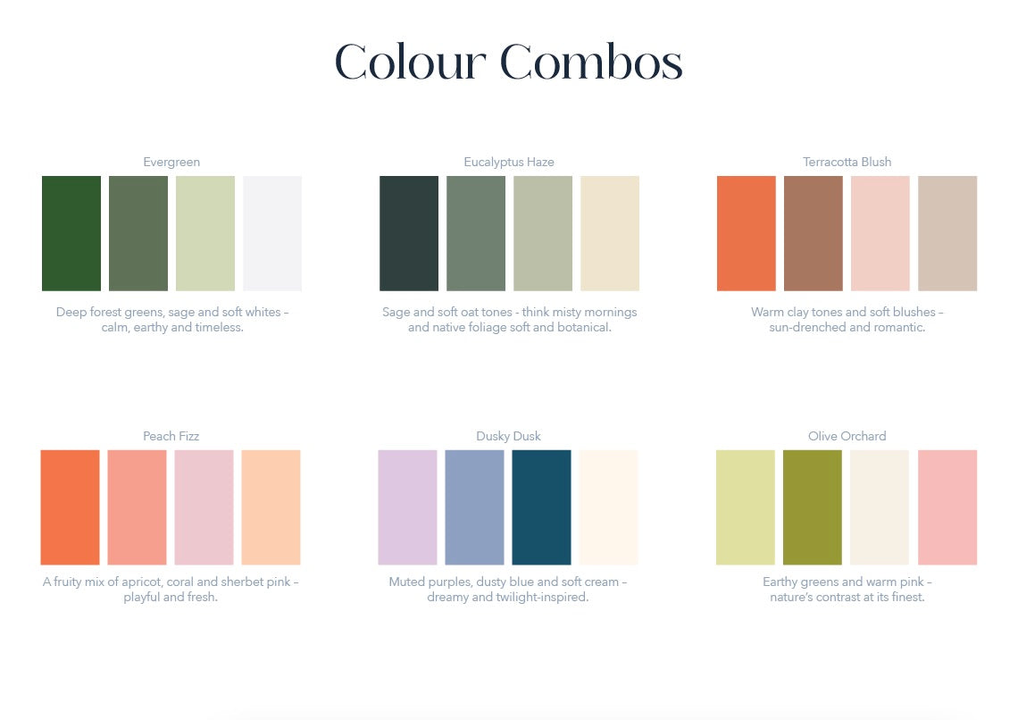 Remotelea Color swatches with color names and descriptions on a white background