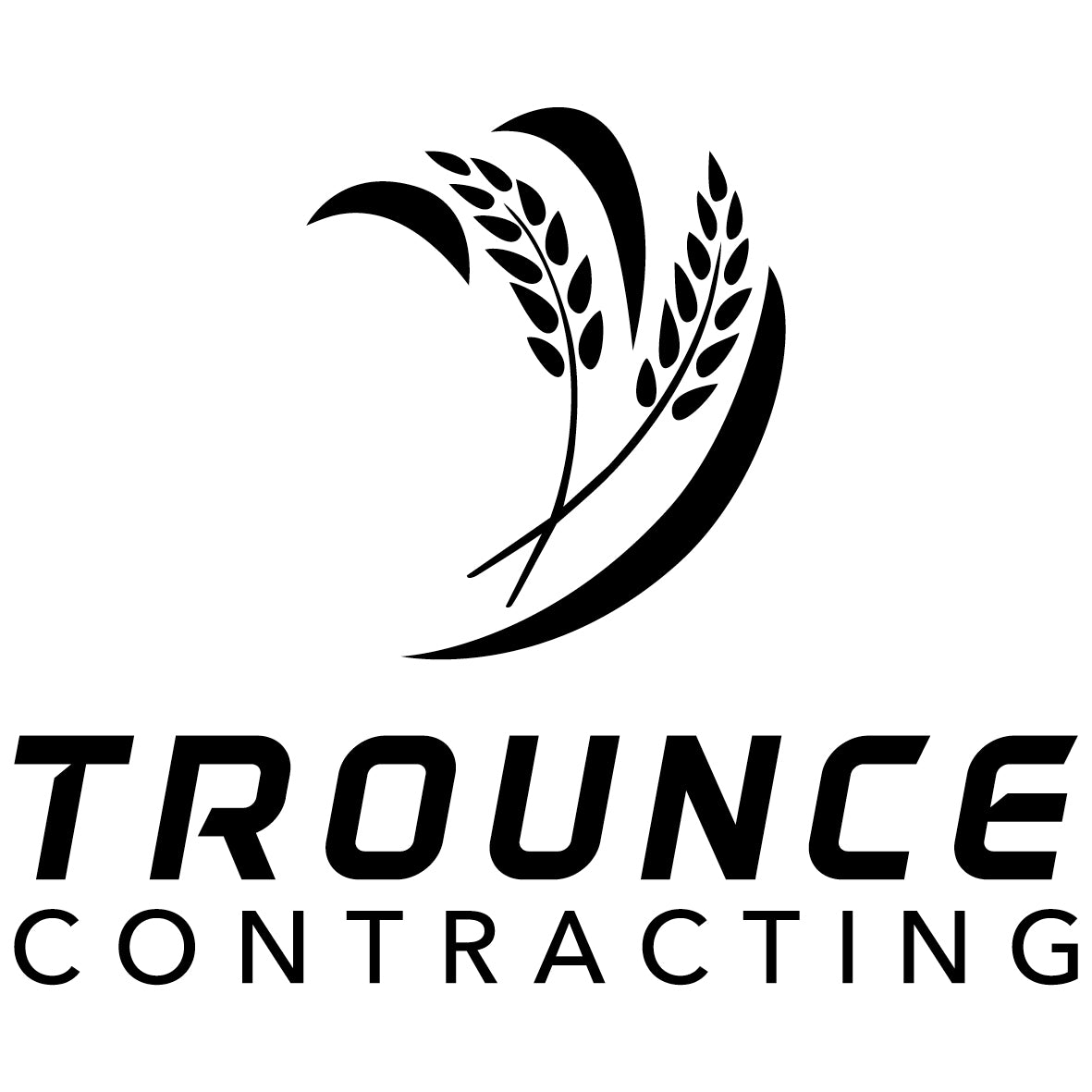 Logo for Trounce Contracting with a stylized leaf design on a white background