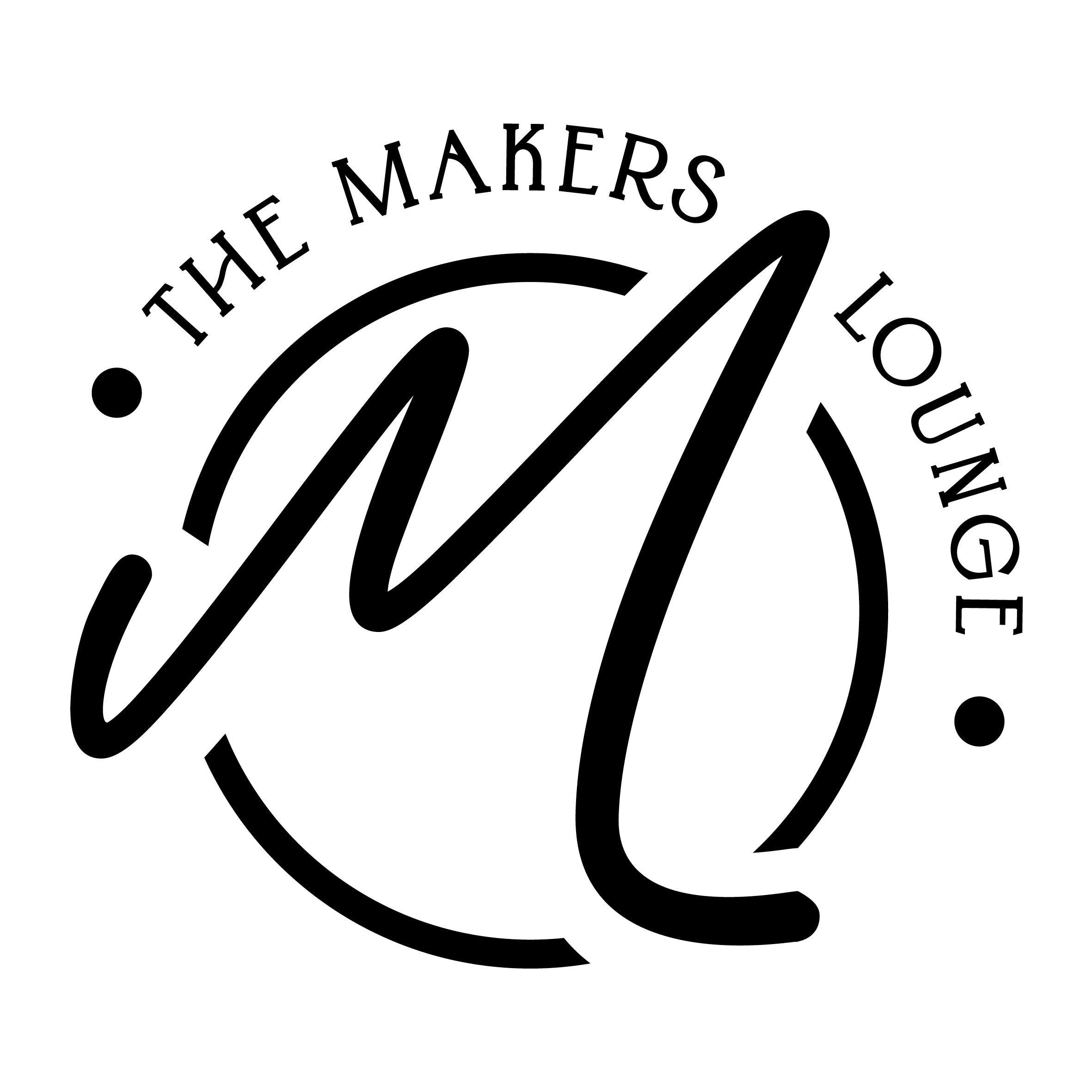 Logo of The Makers Lounge with a stylized 'M' on a white background