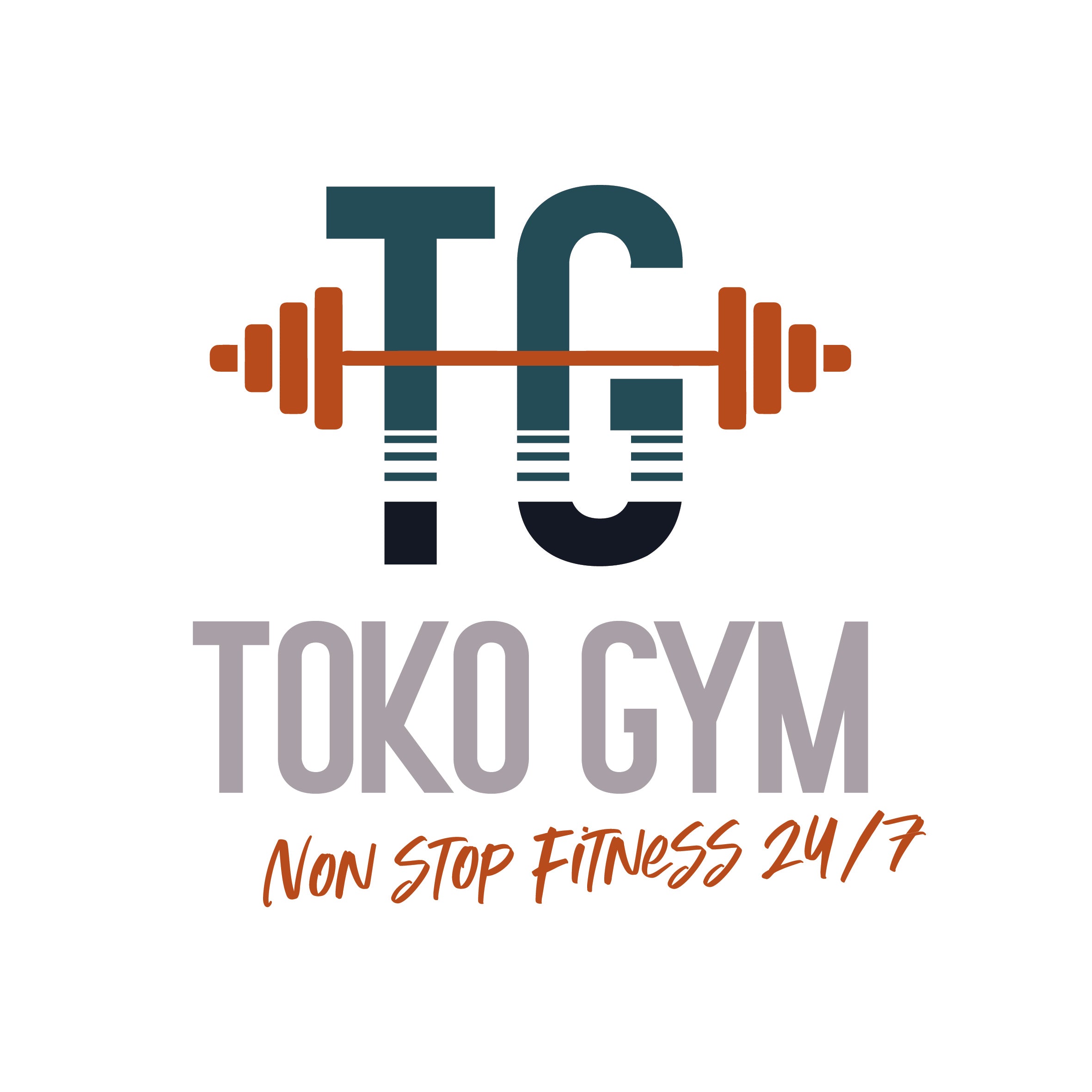 Logo of Toko Gym with a barbell graphic on a white background