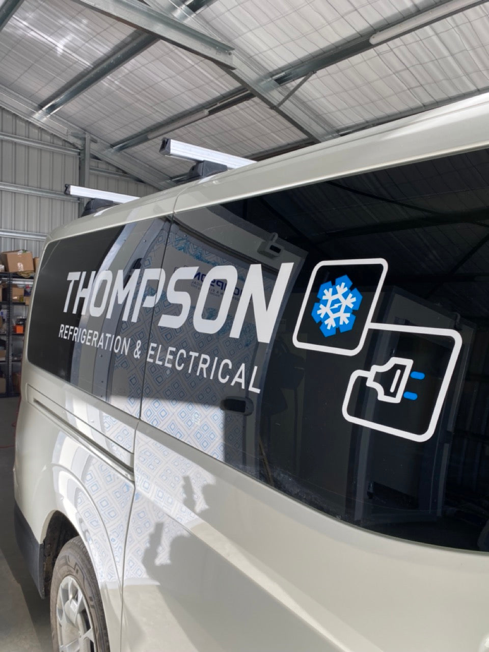 Vehicle sign writing for Thomson Refrigeration & electrical